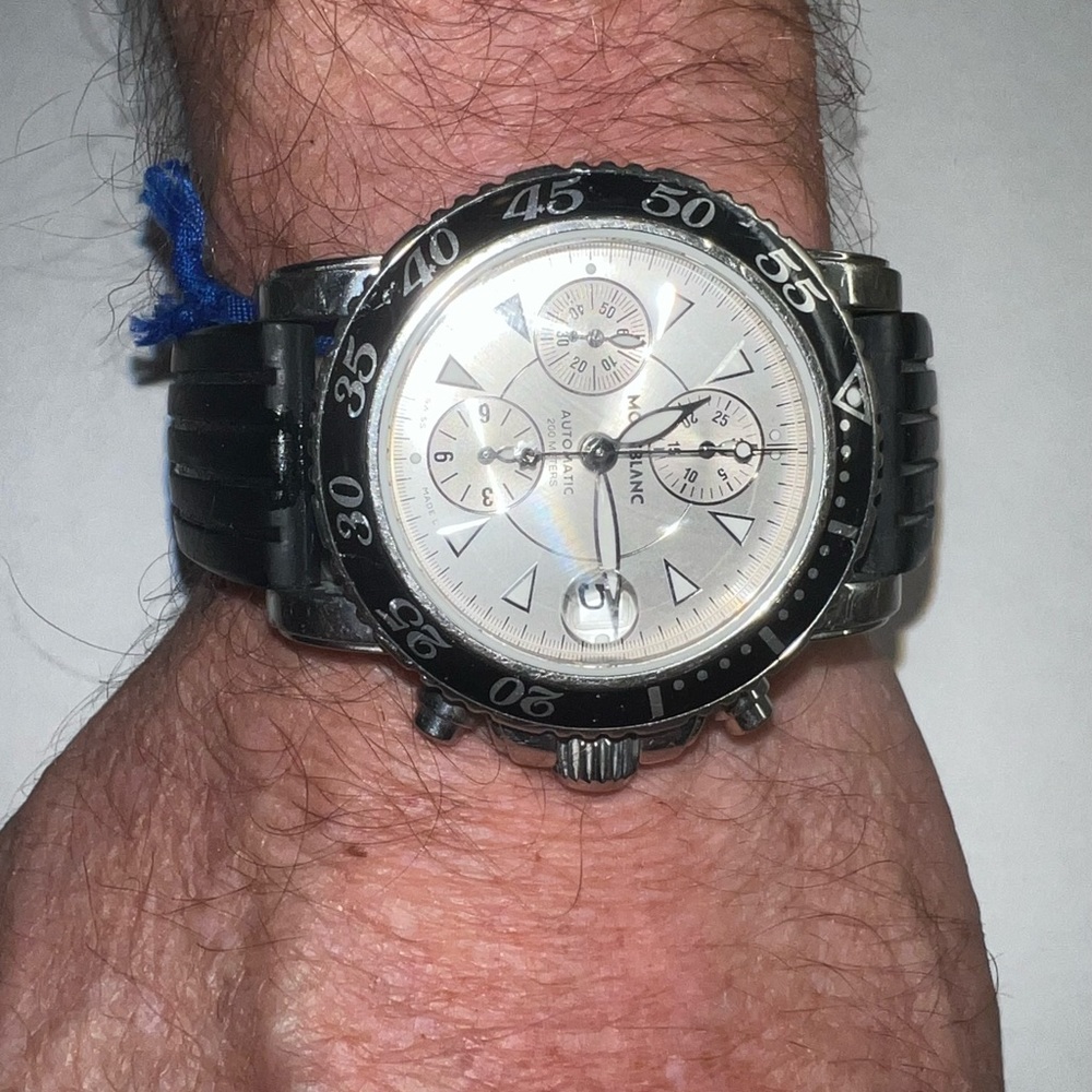 Authentic Montblanc Meisterstück Sport Chronograph 42mm Silver Dial 7034